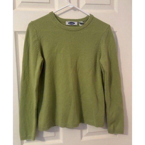 Old Navy Wool Knitted Sweater Crew Neck Long Sleeve Lambswool Pullover Green M - Picture 1 of 5